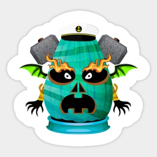 Spooky Halloween Pumpkin Head Sticker